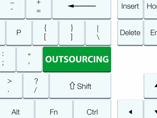 outsourcing company button on keyboard